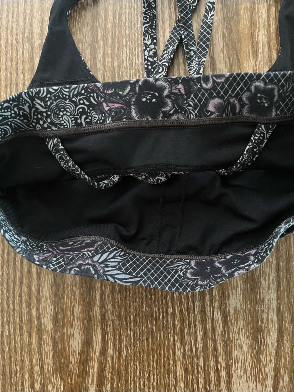 LULULEMON Energy Bra Trellis Bloom Energy Bra Ice Grey Black Women's Size 6 - Picture 5 of 6